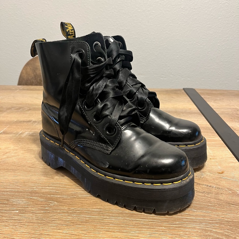 molly black platform doc martens with ribbon laces